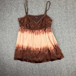 The Limited Y2K Babydoll Tank Two tone Brown Velvet Burnout Medium Empire Waist